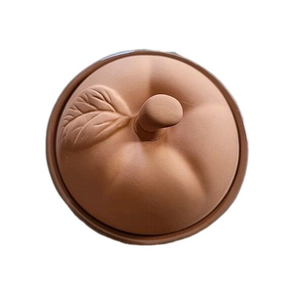 Set of 2 Terracotta Apple Shaped Dutch Oven Baking Dishes 5" - Picture 3 of 12